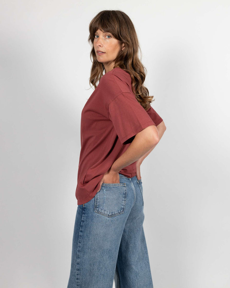 Thia Women's Organic Cotton Crew Neck Short Sleeve Tshirt Berry Ivy