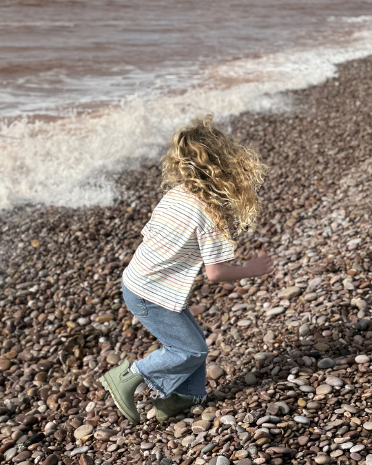 rainbow stripe t shirt in organic cotton