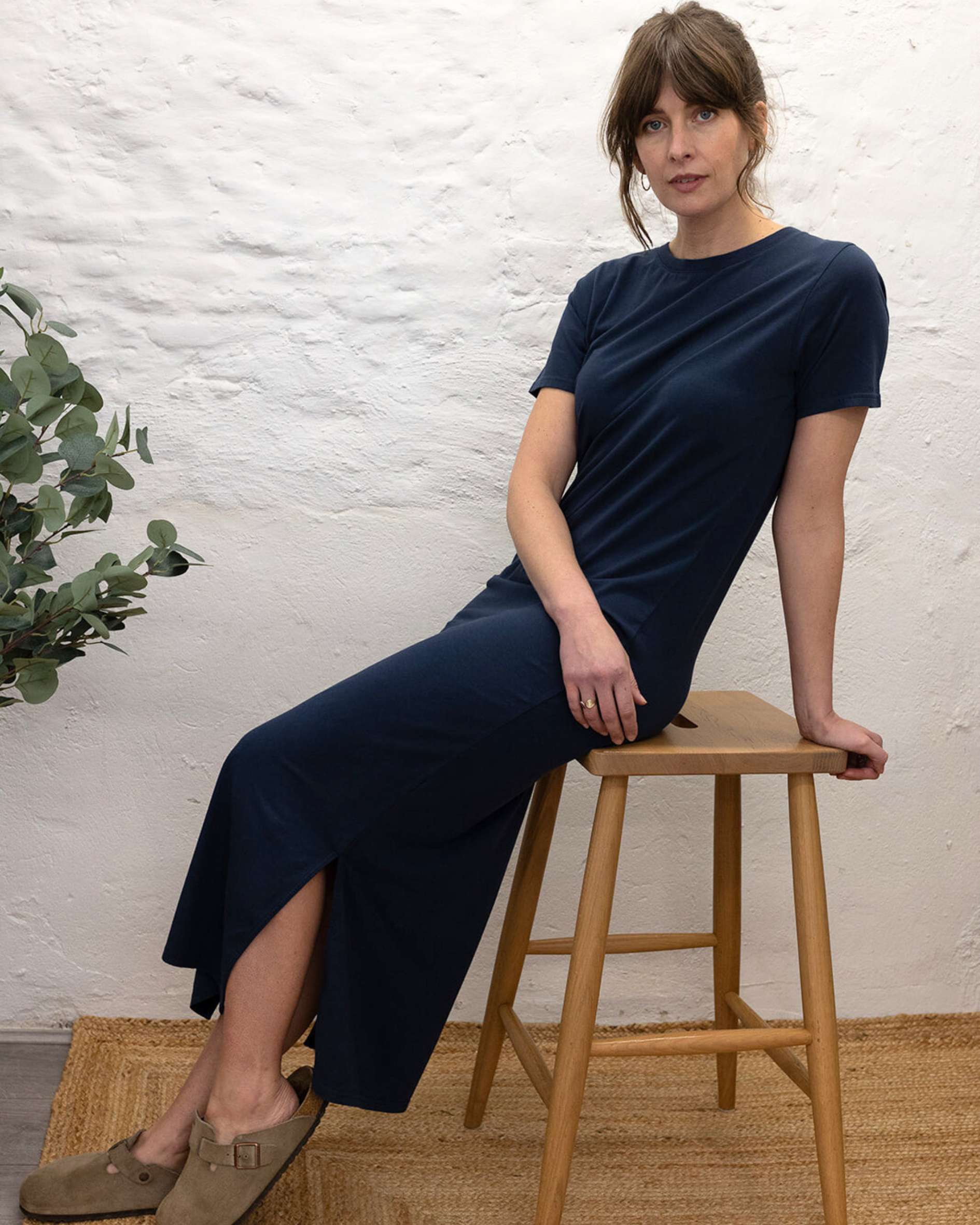 Elle Organic Cotton Crew Neck T-Shirt Semi-Fitted Dress Navy | Ivy Clothing Elle Organic Cotton Crew Neck T-Shirt Semi-Fitted Dress Navy | Ivy Clothing