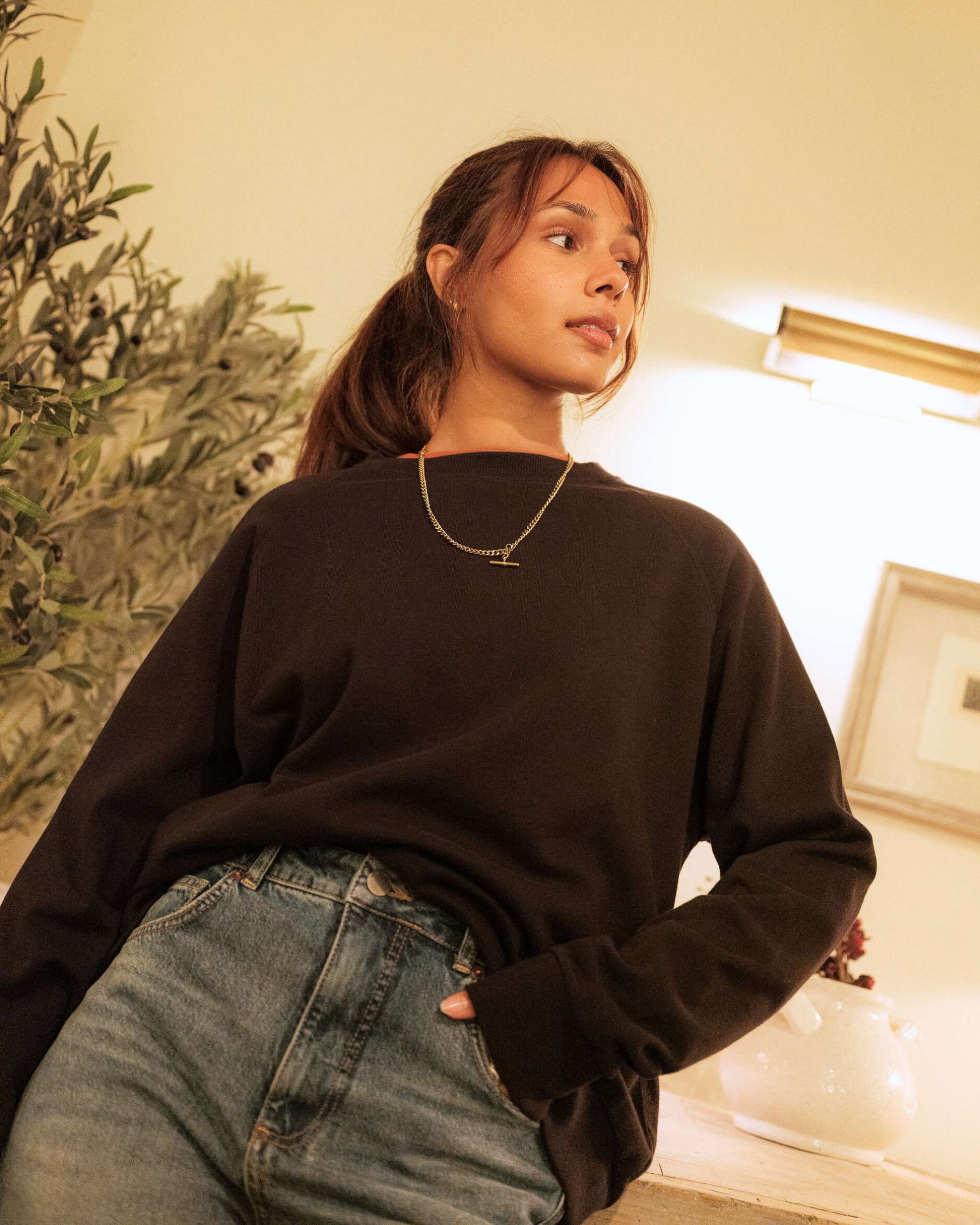 Nancy Oversized Organic Cotton Black Sweatshirt