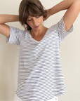 white and Navy Breton tee
