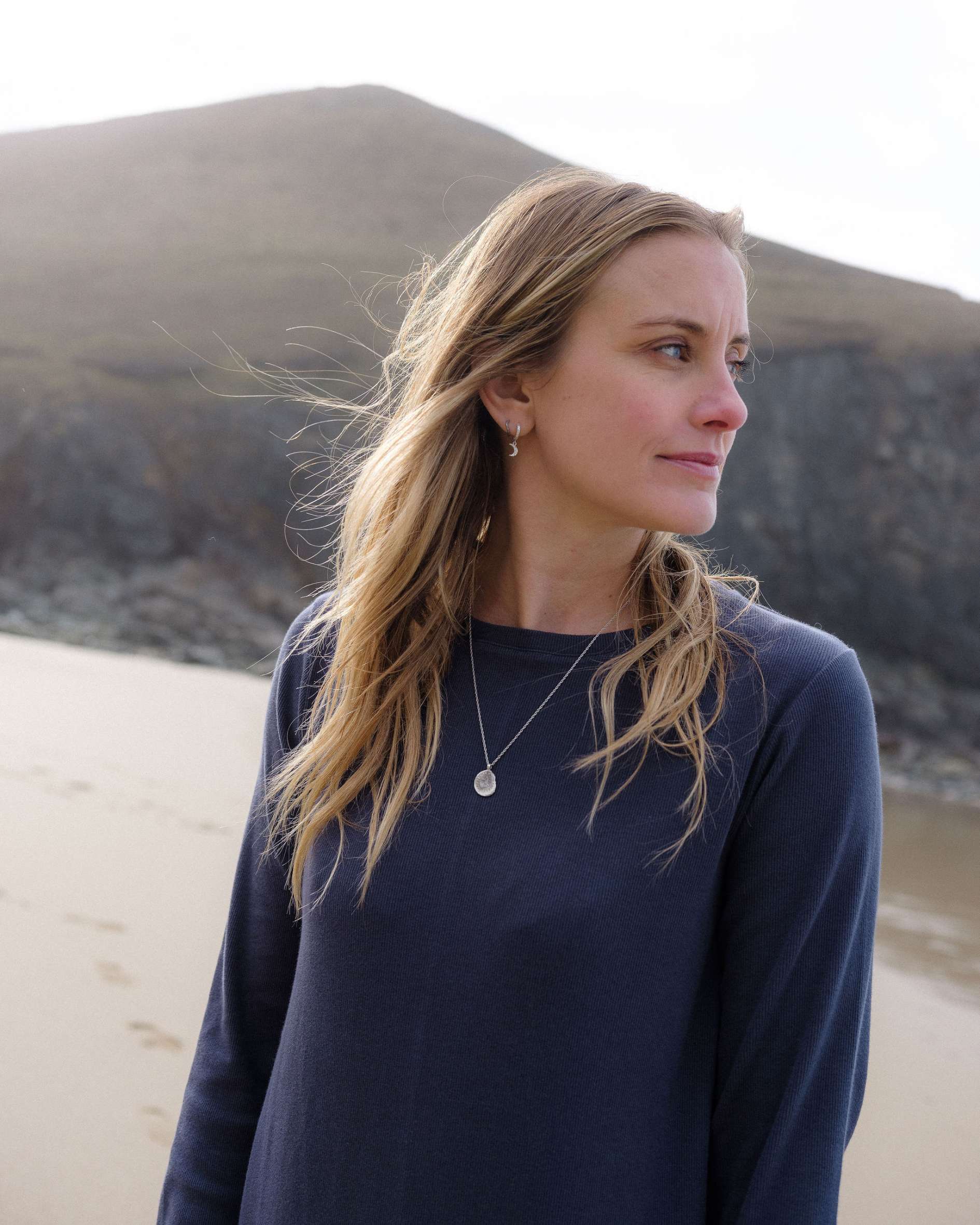 Lydia Luxe Rib Organic Cotton Navy Dress