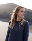 Lydia Luxe Rib Organic Cotton Navy Dress