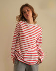 red and white stripe tee