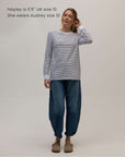 Ribbed_cuffs_on_long_sleeve_navy_Breton_top_in_organic_cotton
