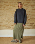 Claire Organic Cotton Dark Olive Skirt