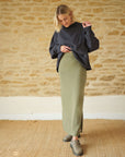 Claire Organic Cotton Dark Olive Skirt