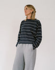 long sleeve organic cotton t shirt with fine stripe