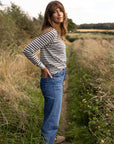 Audrey Organic Cotton Grey Marl/Navy Breton T-Shirt