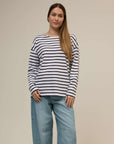 navy breton t shirt in organic cotton