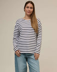 navy breton t shirt in organic cotton