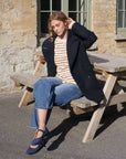 organic cotton breton in toffee and ecru stripes
