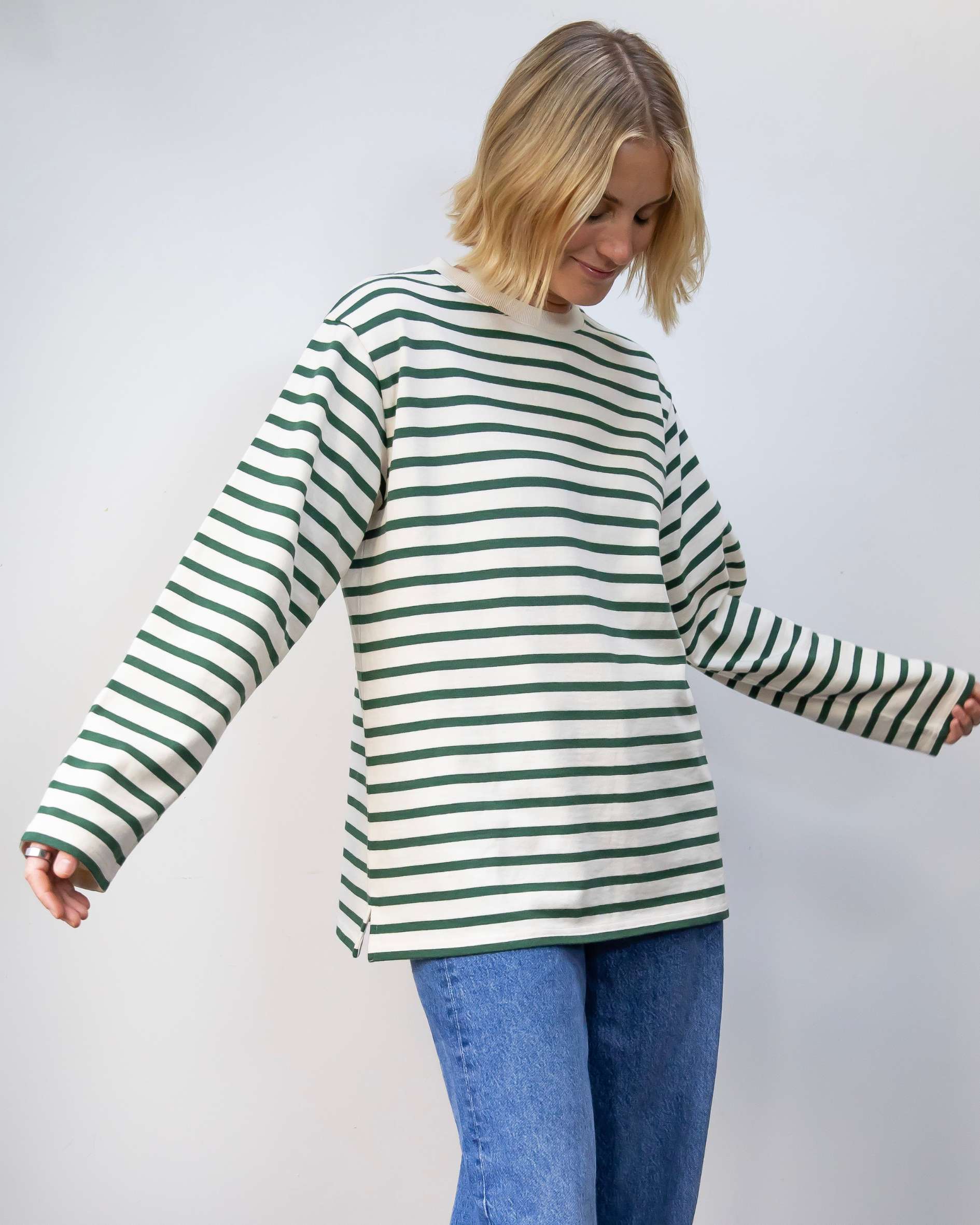 green stripe top in organic cotton