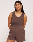 organic cotton mocha vest shorts co-ord set