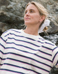 organic cotton pink navy stripe Boxy T-shirt