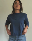 Hannah Long Sleeve Midweight Organic Cotton French Navy T-Shirt video