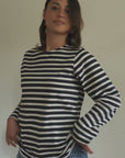 Sadie Midweight Slub Organic Cotton Navy Breton T-Shirt