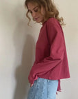 Long sleeve cropped t-shirt in raspberry pink - video