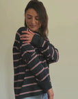 Sally Organic Cotton Navy Multi Stripe Sweatshirt video