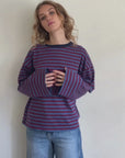 Shop Orla Long Sleeve Midweight Organic Cotton Burgundy and Blue Stripe T-Shirt