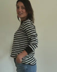 Audrey Luxe Rib Organic Cotton Grey Marl/Black Stripe T-Shirt