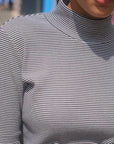 Heather striped funnel neck in ribbed organic cotton - video