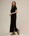 Elle Semi-Fitted Organic Cotton Black Dress