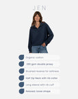 high end half zip sweatshirt