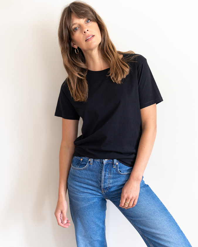 Mabel Women's Organic Cotton Crew Neck Black Short Sleeve T-Shirt