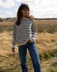 Nancy Oversized Organic Cotton Ecru/Navy Breton Sweatshirt