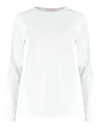 rib cuff long sleeve t shirt in white