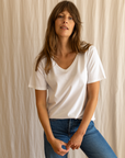 organic cotton white v neck tee