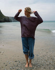 women's cotton maya long sleeve watermelon navy stripe tee