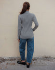 womens black and white striped organic cotton funnel neck top
