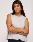 womens boxy grey marl high neck vest
