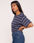 womens boyfriend Navy Pink Stripe t-shirt size 10