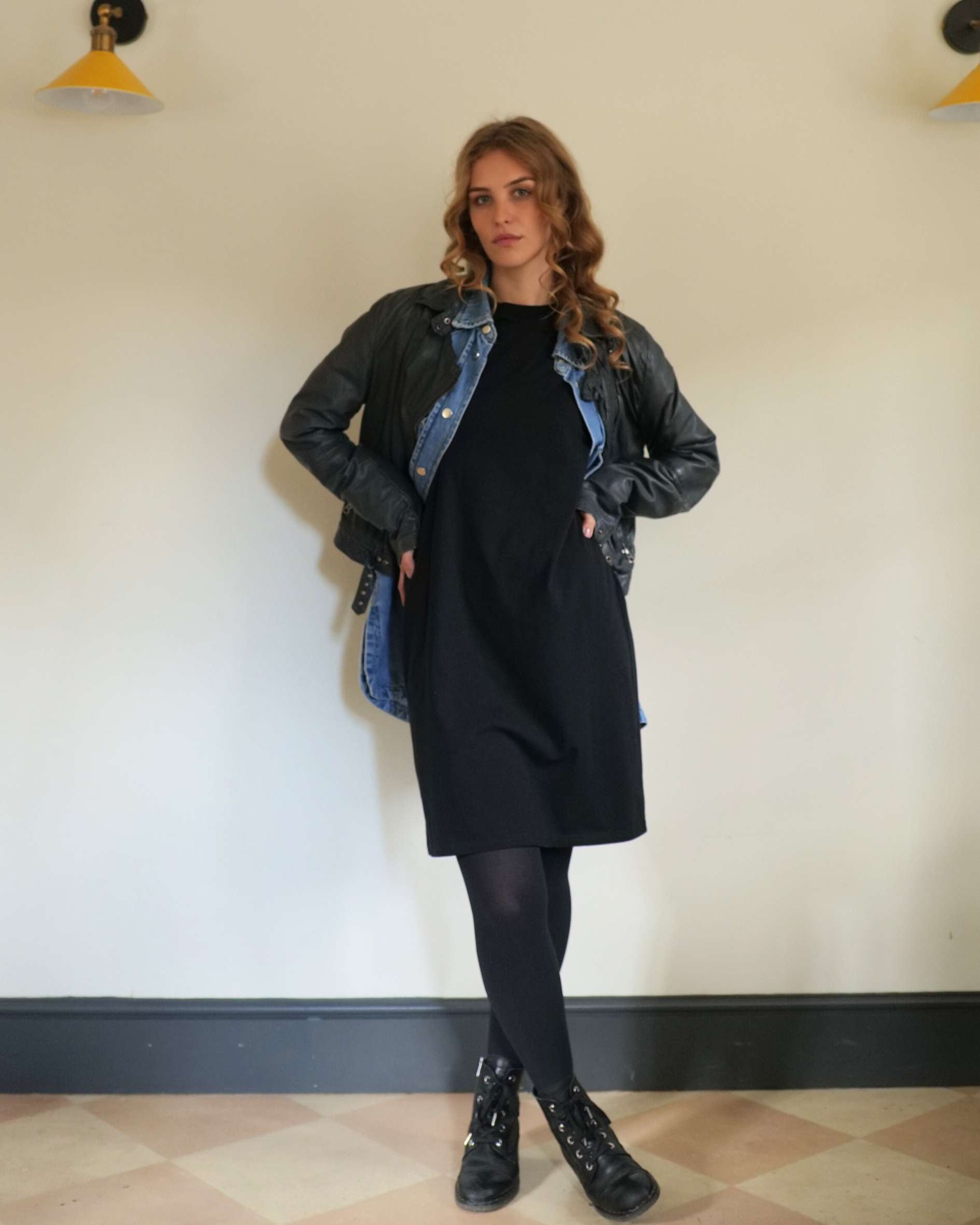 Short_black_t-shirt_dress_with_tights_for_winter