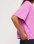 womens short sleeve washed purple pink t-shirt