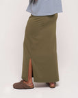 Claire Organic Cotton Dark Olive Skirt
