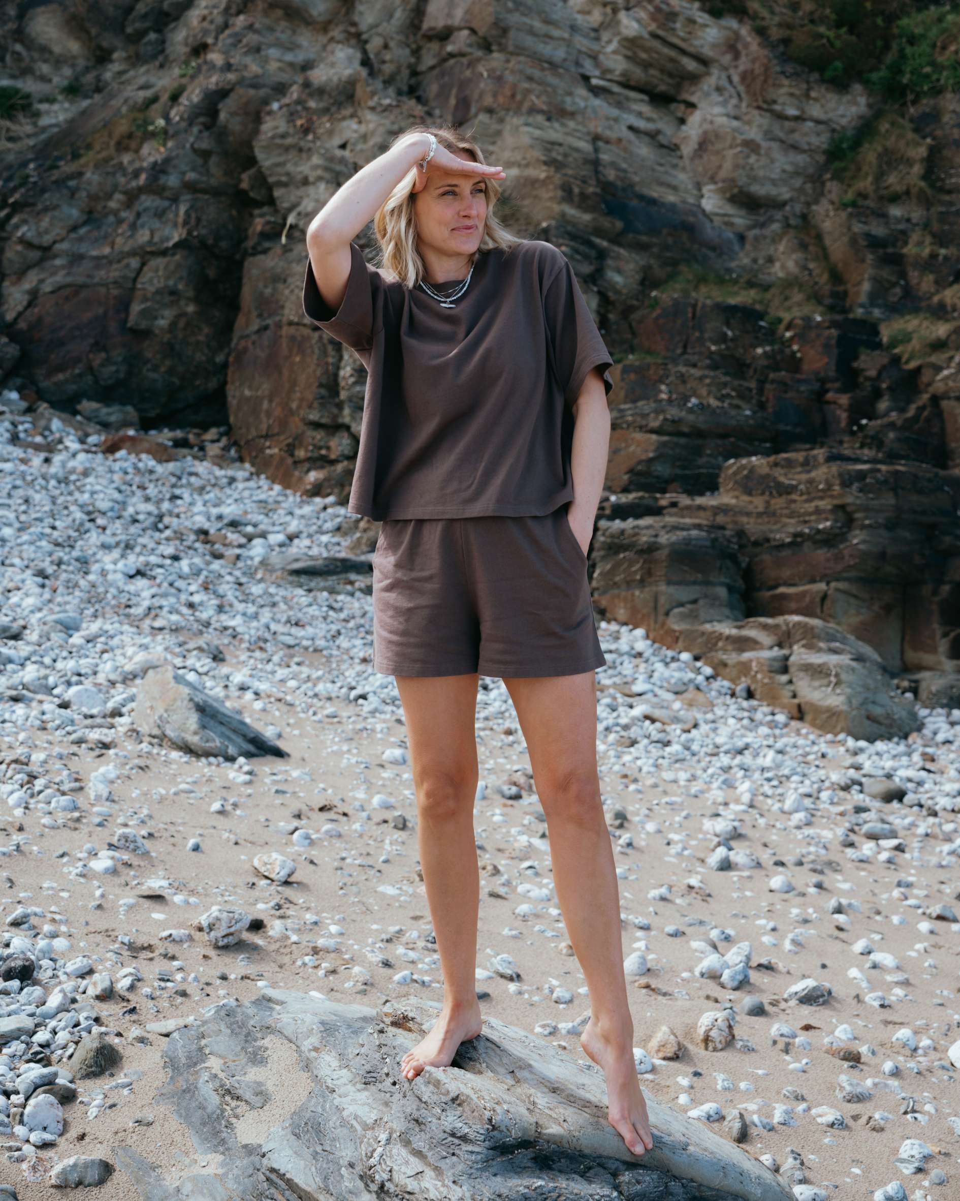 organic cotton mocha coord lily top