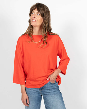 Erin 3/4 Organic Cotton T-Shirt Blood Orange