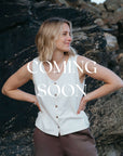 Anna Button through Ecru organic cotton vest