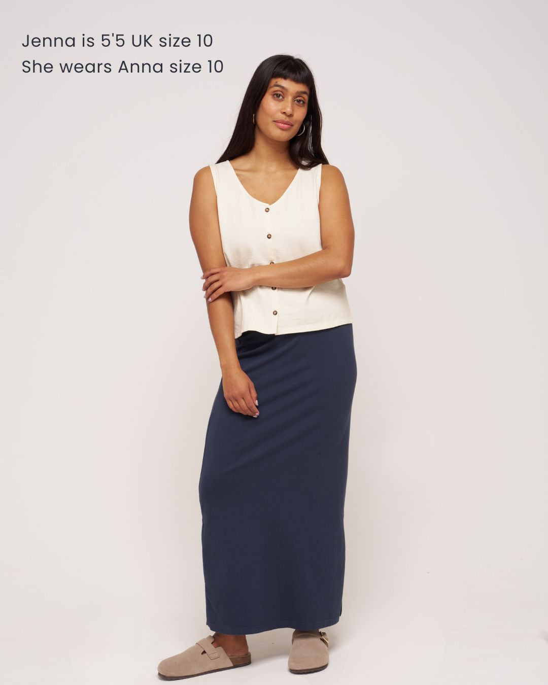 Anna button down cream organic cotton vest