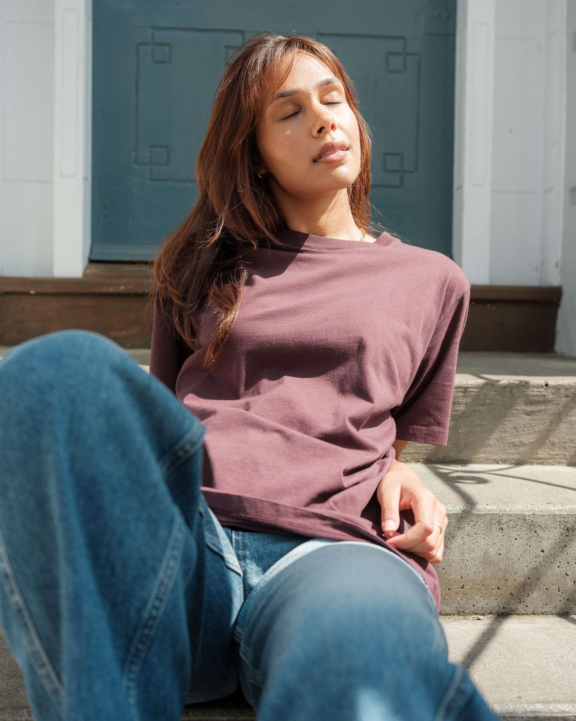 Aubergine purple boyfriend style t-shirt