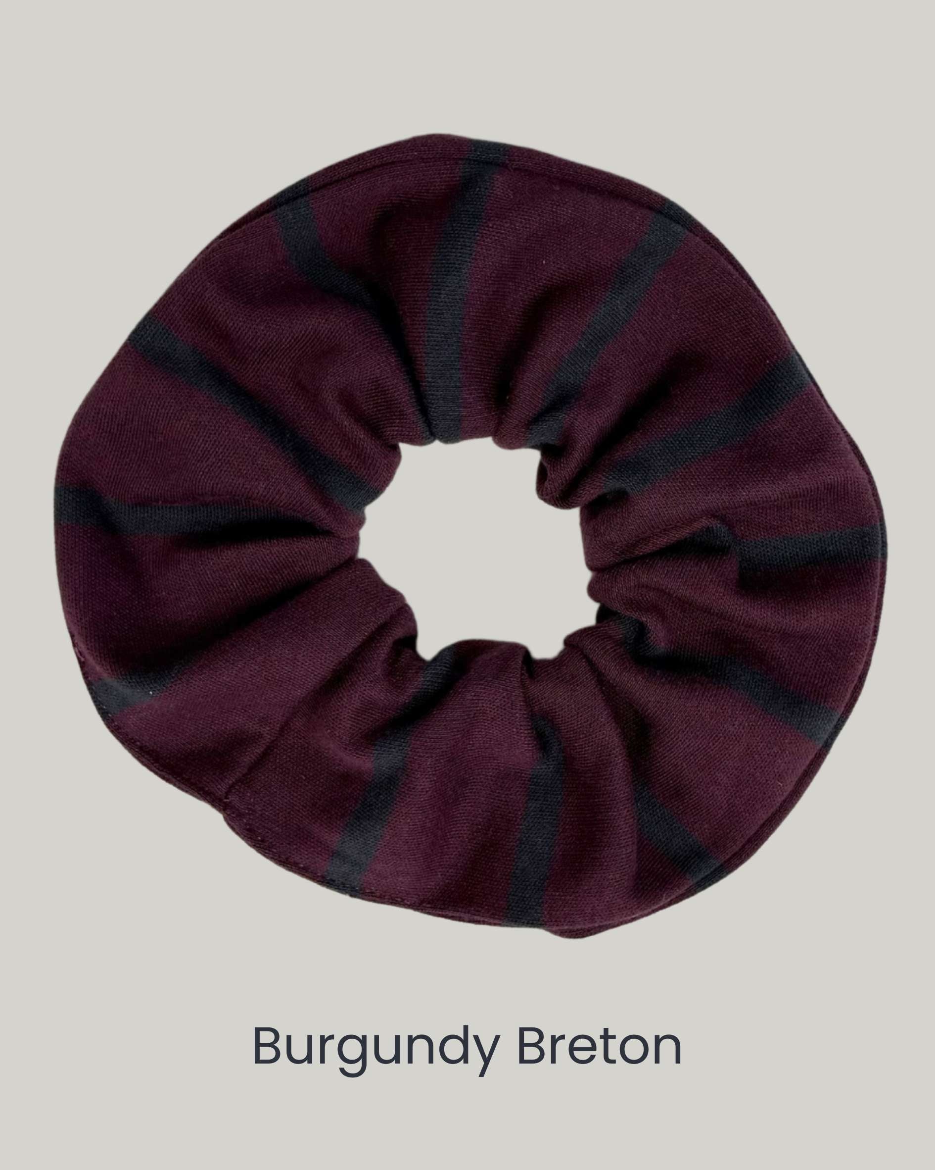 BURGUNDY_BRETON_Scrunchie_with_reused_fabric_remnants