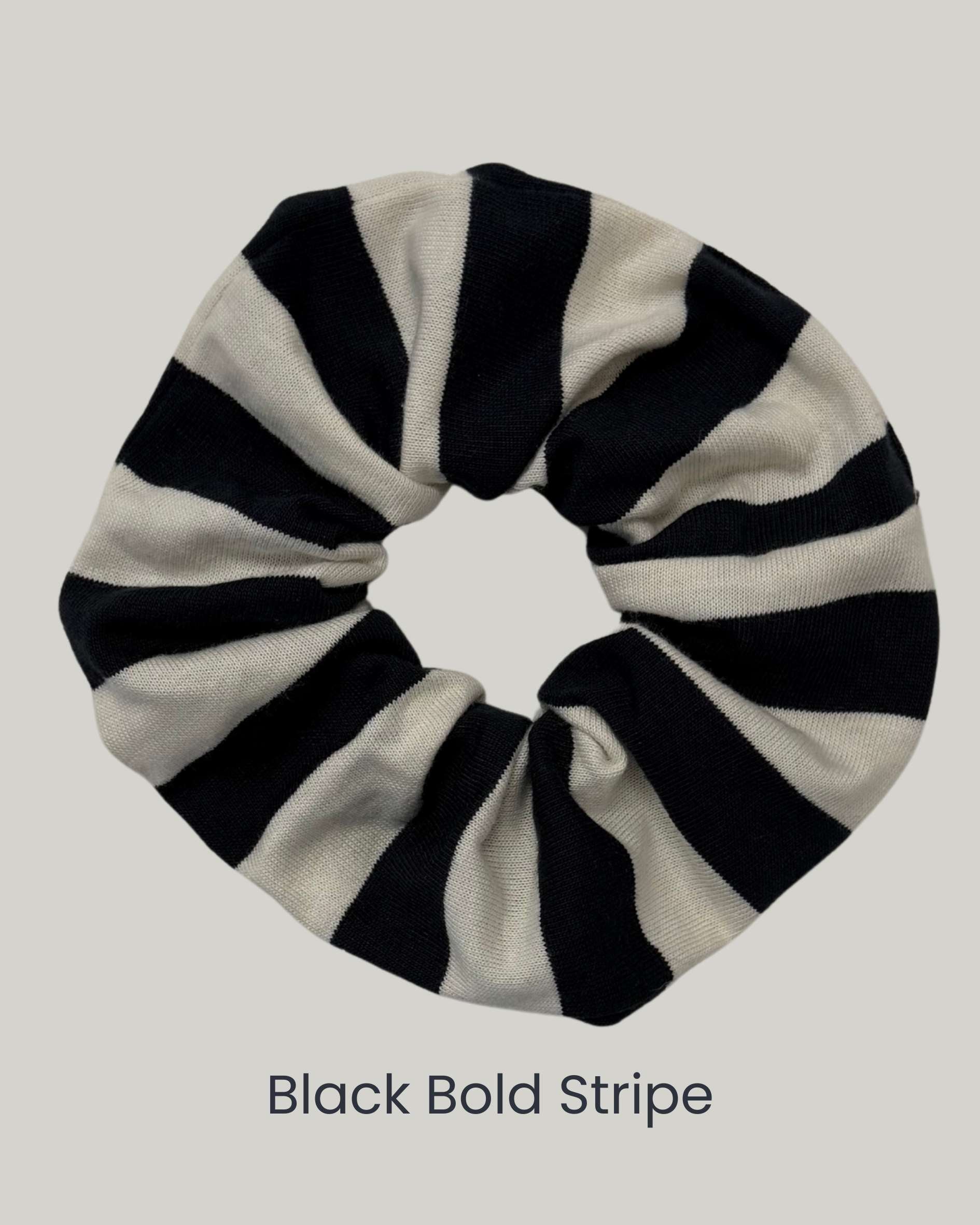 Black Bold Stripe Scrunchie_with_reused_fabric_remnants