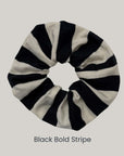 Black Bold Stripe Scrunchie_with_reused_fabric_remnants
