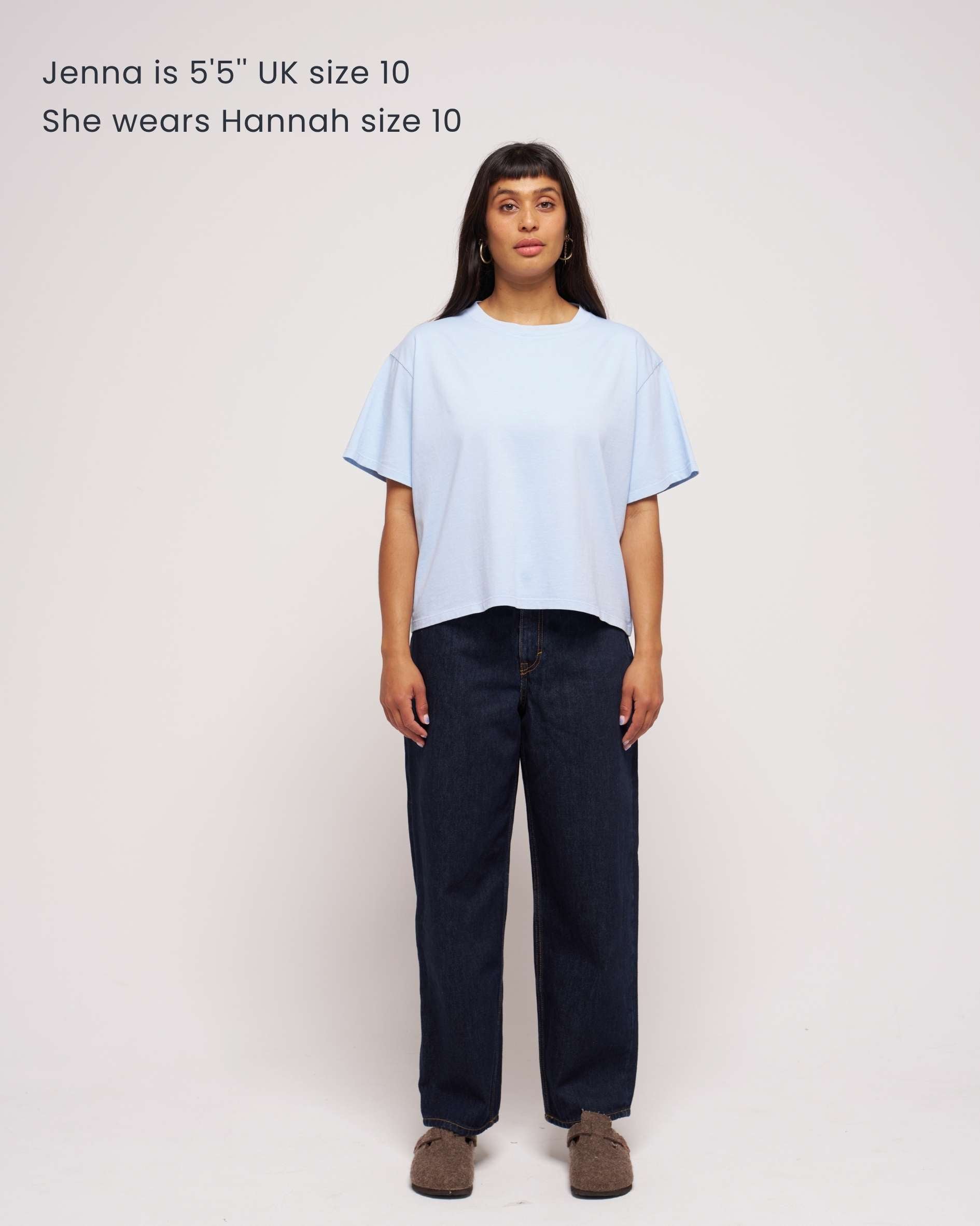 Blue boxy cotton crew womens t-shirt