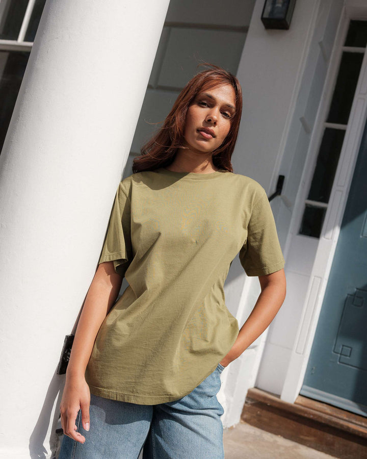 Boyfriend fit green olive t-shirt