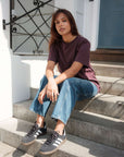 Boyfriend fit t-shirt in plum organic cotton